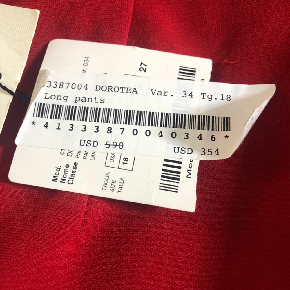 Marina Rinaldi Women's Red Tuxedo Stripe Trousers Pants Size 18 Made in Italy